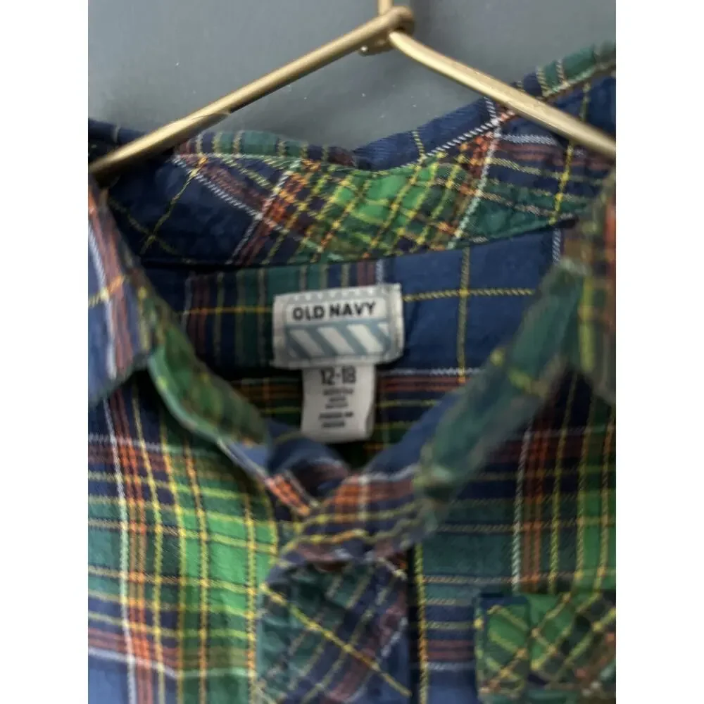 Old Navy Blue And‎ Green Flannel Shirt
